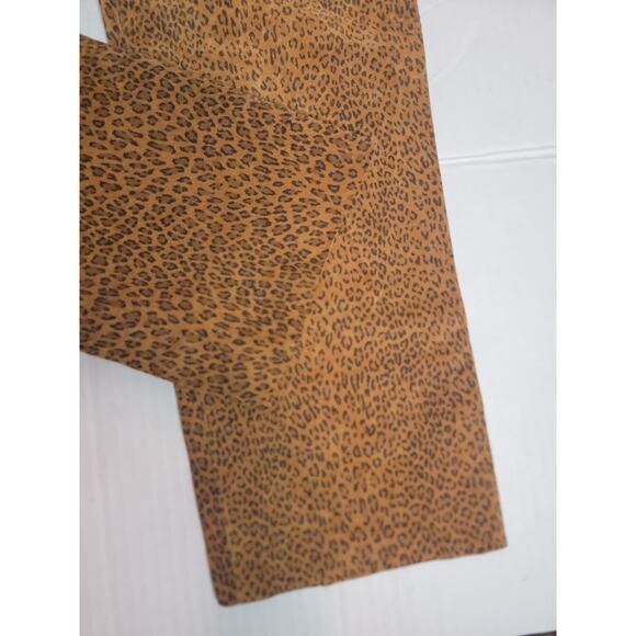 Milwaukee Leopard Print 100% Leather Pants Women Size 8 Straight Leg High Rise - Picture 4 of 12